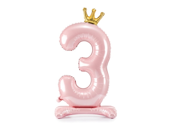 Standing foil balloon with a crown, number 3 - SweetPrint.eu