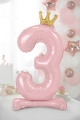 Standing foil balloon with a crown, number 3 - SweetPrint.eu