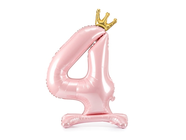 Standing foil balloon with a crown, number 4 - SweetPrint.eu