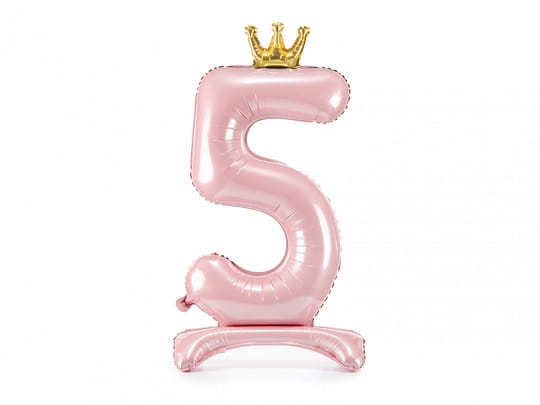 Standing foil balloon with a crown, number 5 - SweetPrint.eu