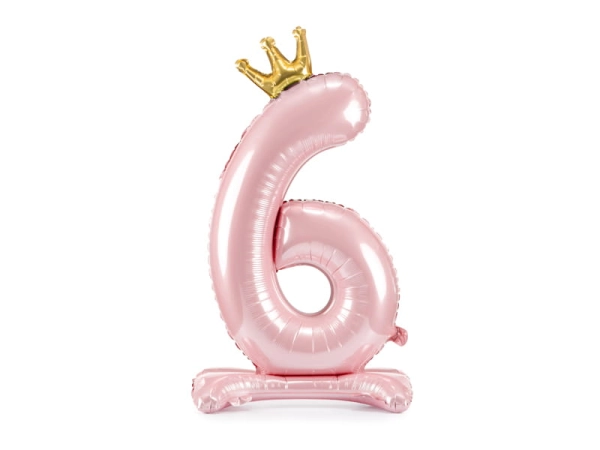 Standing foil balloon with a crown, number 6 - SweetPrint.eu