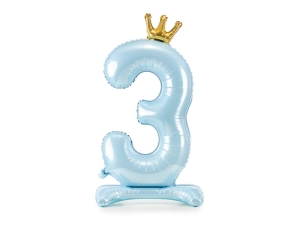 Foil balloon number "3",  light blue, 84 cm