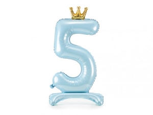 Foil balloon number "5",  light blue, 84 cm