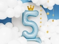 Standing foil balloon with a crown, number 5 - SweetPrint.eu