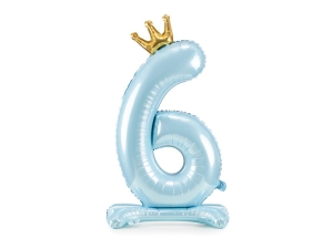 Foil balloon number "6",  light blue, 84 cm