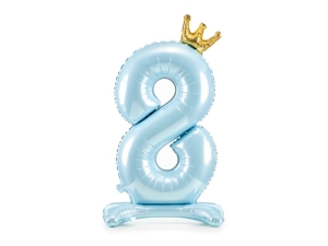 Foil balloon number "8",  light blue, 84 cm