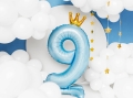 Standing foil balloon with a crown, number 9 - SweetPrint.eu